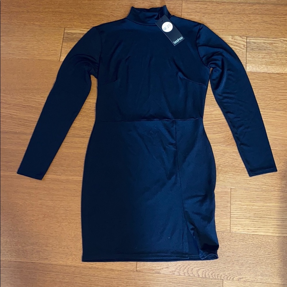 High neck little black dress
